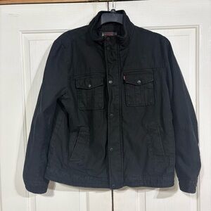 Levi's Men's Black Trucker Jacket Zip & Snap Closure Size L 100% Cotton Pockets